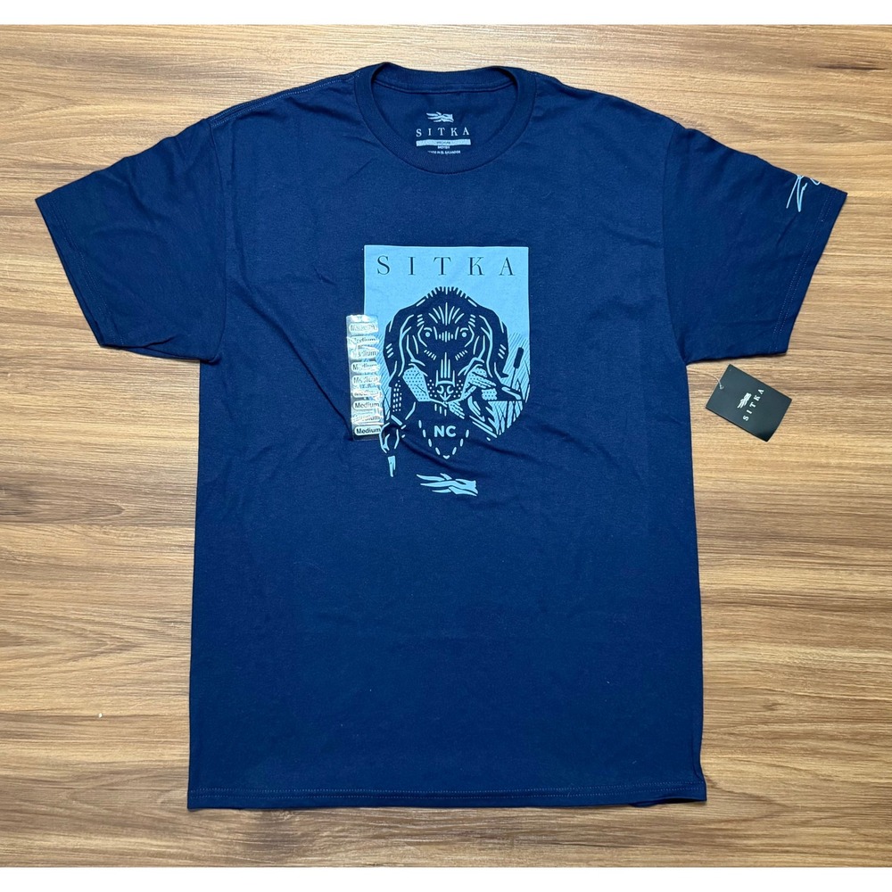Sitka NC Shuta Retriever Tee Graphic T-Shirt Navy Mens Sz M NEW